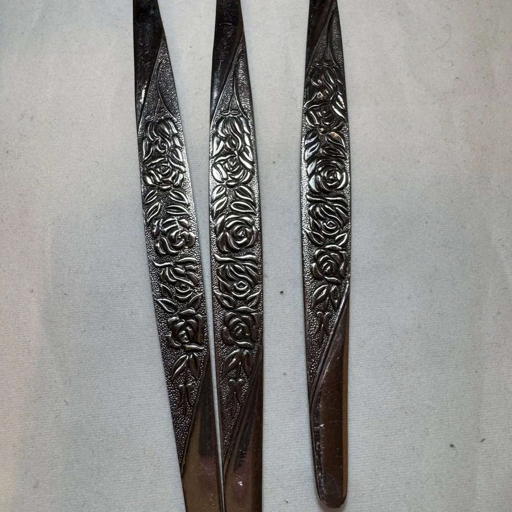 National CARESS Nasco ROSEVINE Floral Stainless Flatware Set‎ Of 18 **Read**
